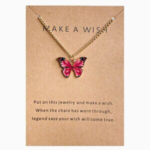 Fashion jewelry, Make a Wish butterfly pendant necklace.